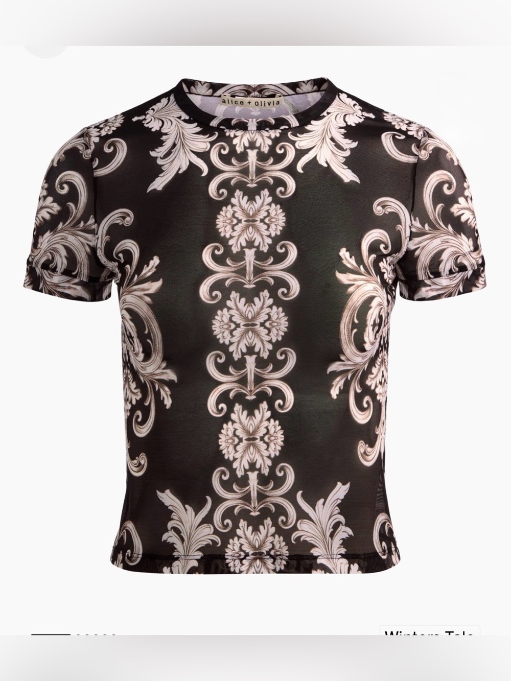 NWT- ALICE + OLIVIA tess Baroque Crewneck  top size S